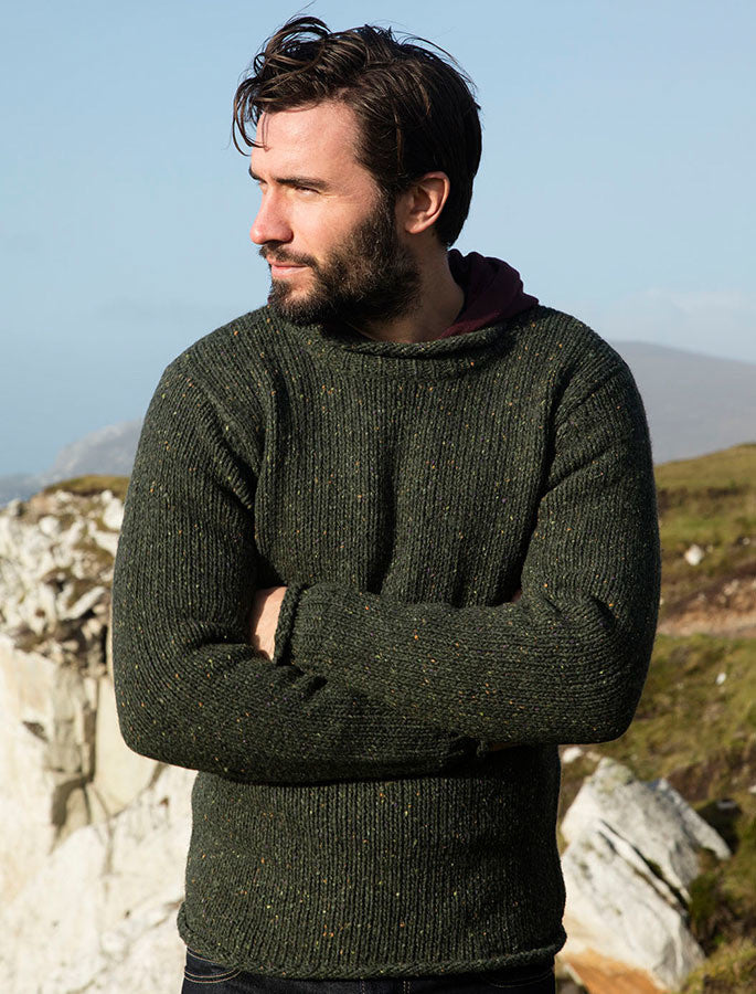 Roll Neck Sweater - Fisherman Sweater - Basalt