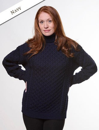 Merino Wool Turtleneck Sweater - Navy
