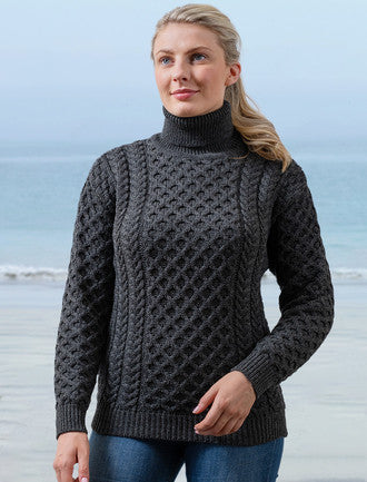 Merino Wool Turtleneck Sweater - Charcoal