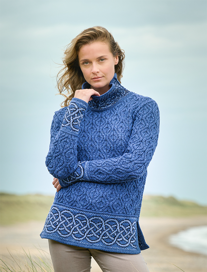 Ladies Celtic Jacquard Aran Sweater
