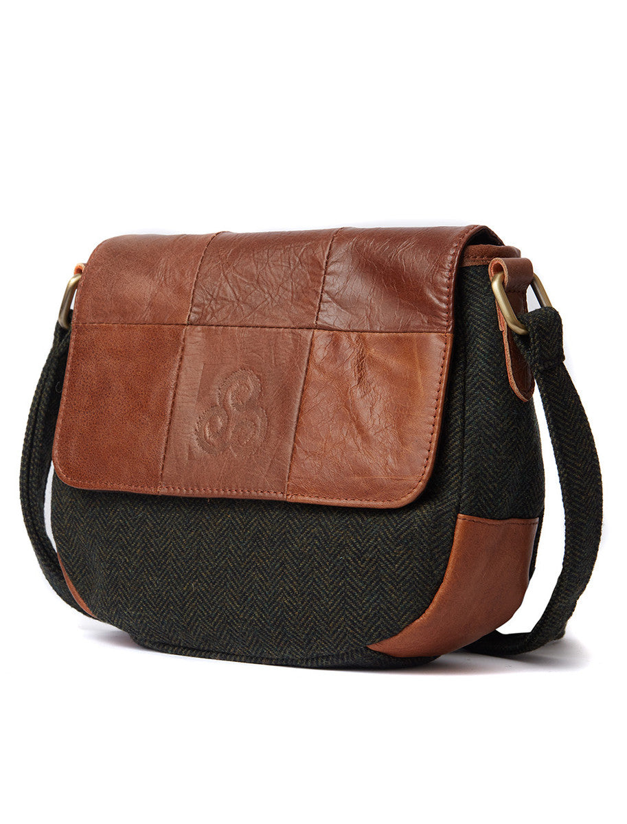 Traditional Tweed & Leather Flap Bag