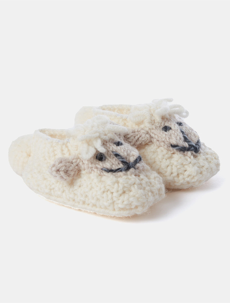 Baby Shepley Aran Booties - White