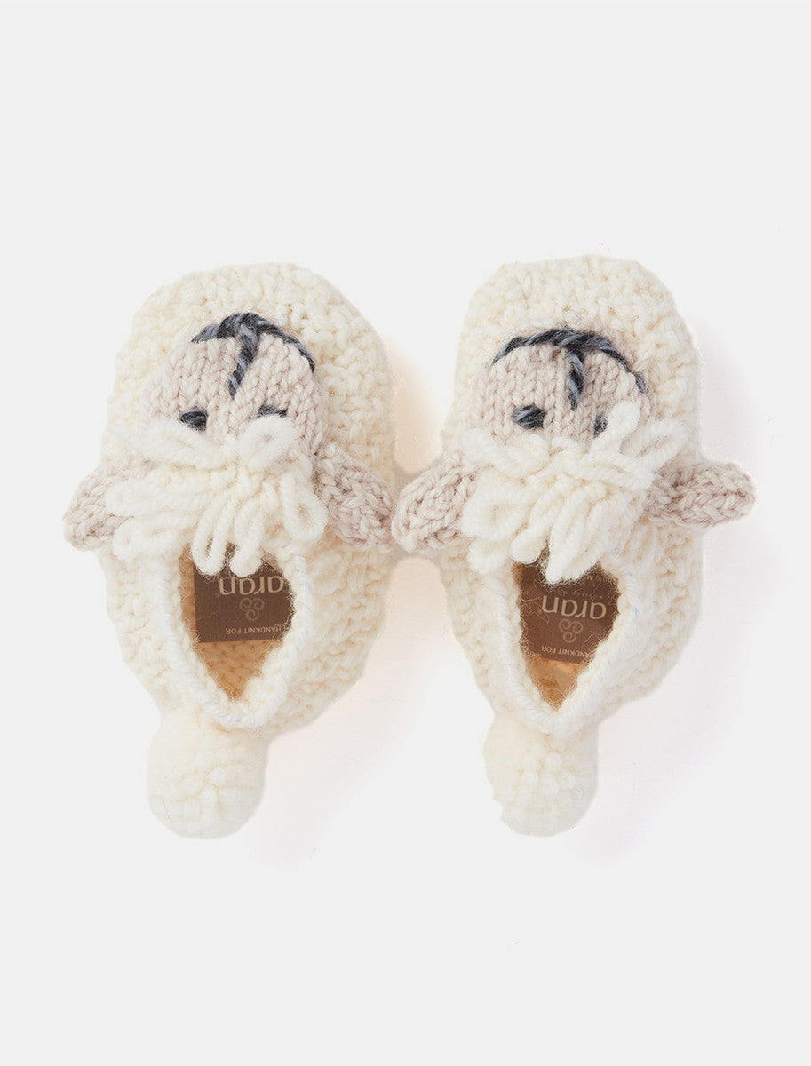 Baby Shepley Aran Booties - White