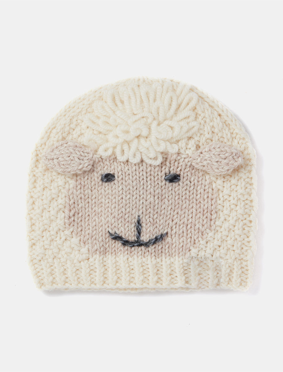 Baby Shepley Aran Hat With Ears - white
