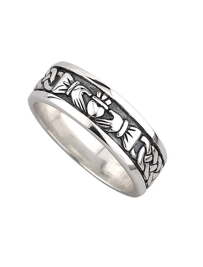 Gents Silver Oxidised Claddagh Ring
