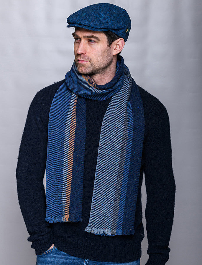 Soft Donegal Wool Scarf - Denim & Navy