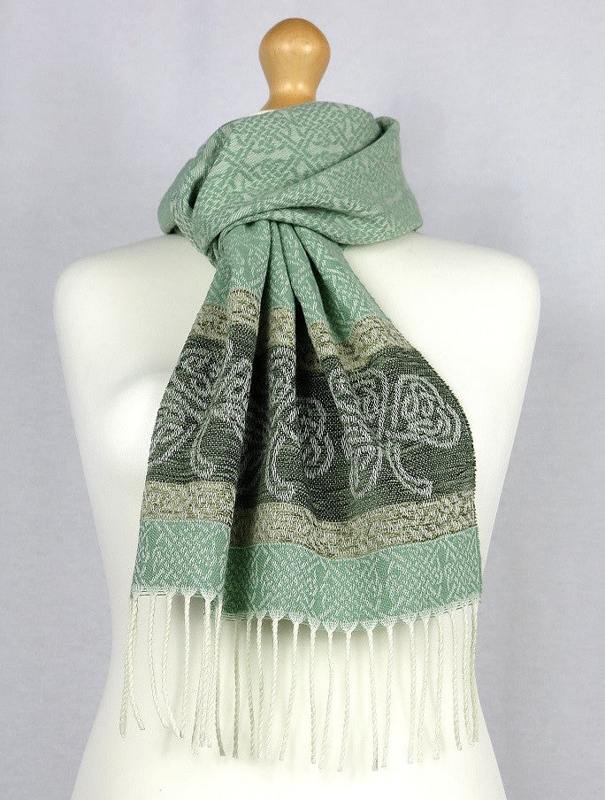 Celtic Border Pattern Scarf -Shamrock Mint