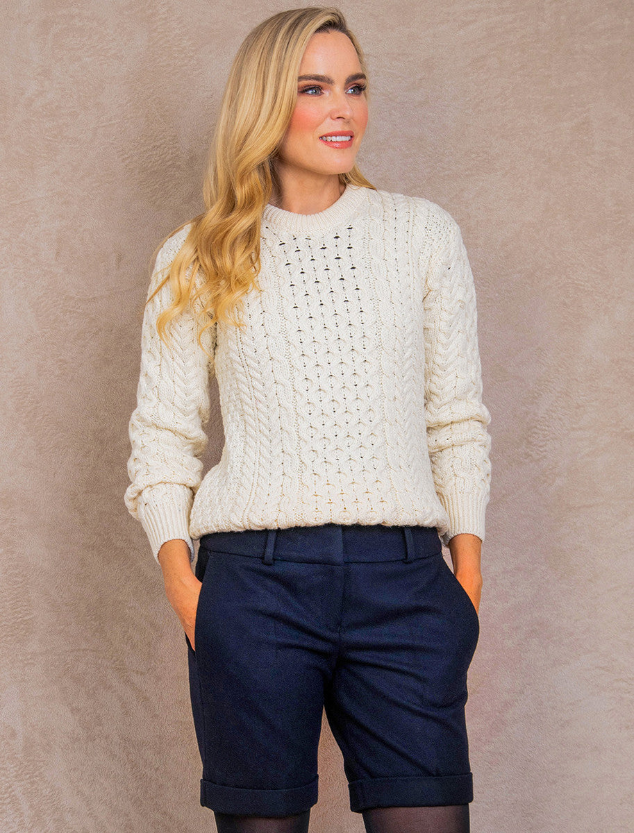 Maggie Tweed Shorts - Navy Fleck