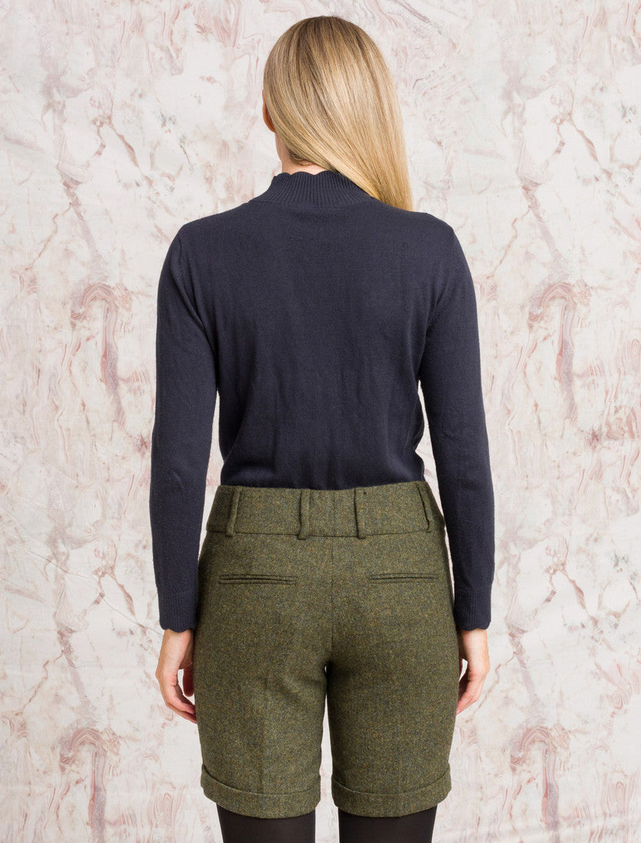 Maggie Tweed Shorts - Moss Fleck