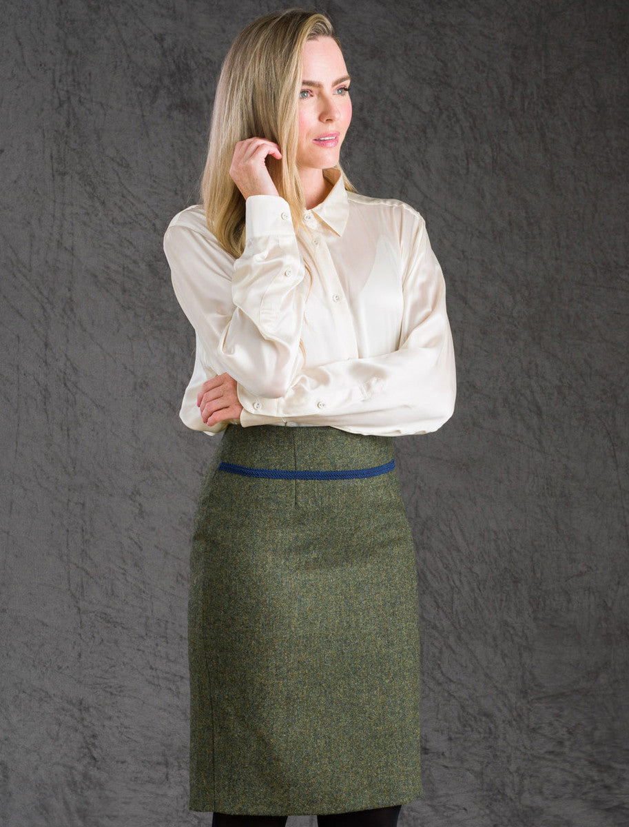 Mary Kate Tweed Skirts - Moss Fleck