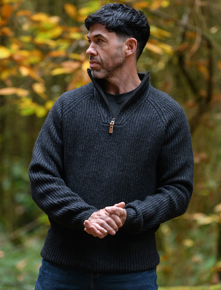 Killybegs Half-Zip Wool Sweater - Charcoal Marl