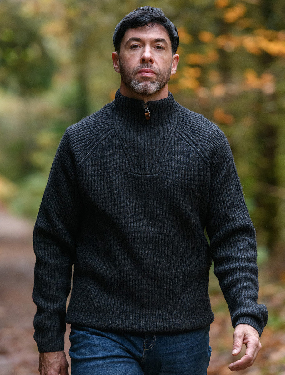Killybegs Half-Zip Wool Sweater - Charcoal Marl