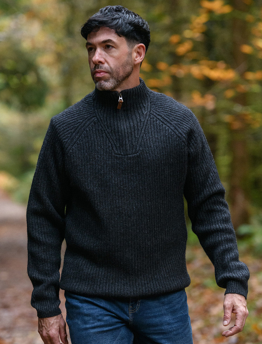 Killybegs Half-Zip Wool Sweater - Charcoal Marl