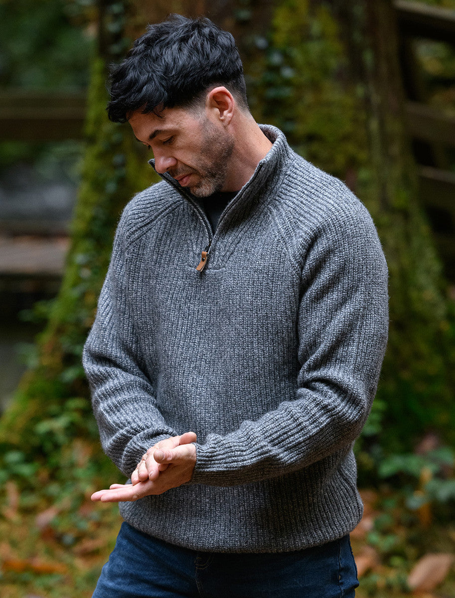 Killybegs Half-Zip Wool Sweater - Pepper