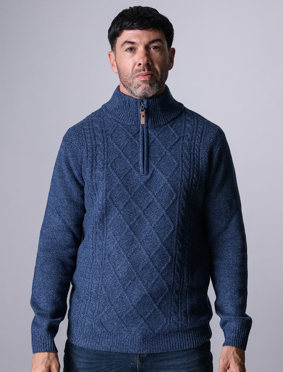 Kinsale Half-Zip Wool Sweater - Indigo Marl
