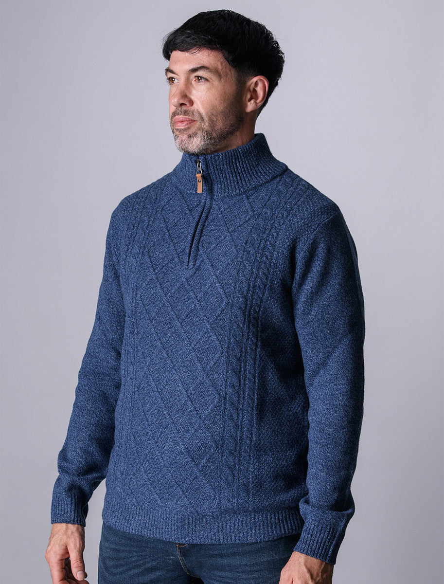 Kinsale Half-Zip Wool Sweater - Indigo Marl