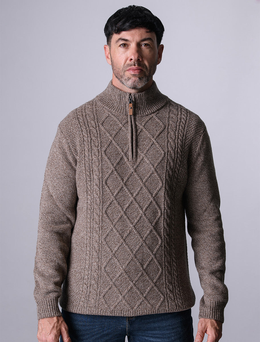 Kinsale Half-Zip Wool Sweater - Mole Marl
