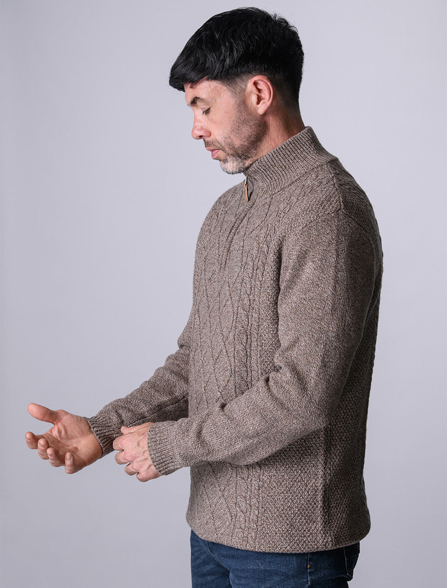 Kinsale Half-Zip Wool Sweater - Mole Marl