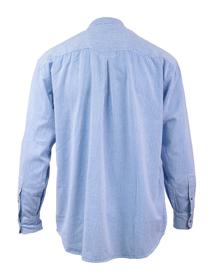 Grandfather Shirt - Blue Pin Stripes - Unisex