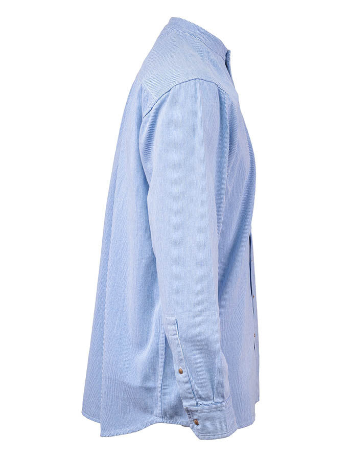 Grandfather Shirt - Blue Pin Stripes - Unisex