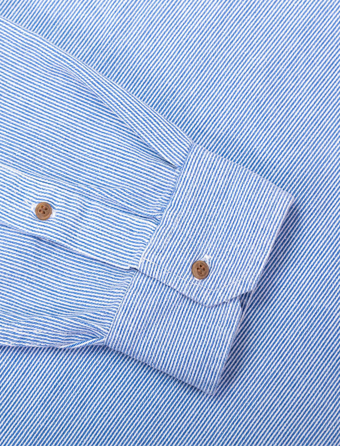 Grandfather Shirt - Blue Pin Stripes - Unisex