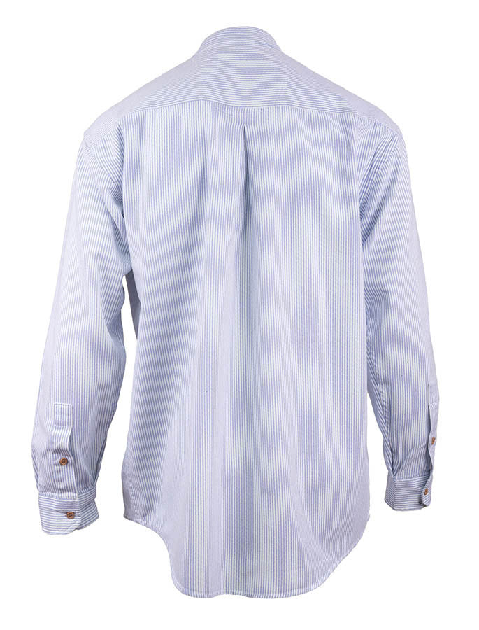 Heavyweight Grandfather Shirt - Blue Pin Stripe