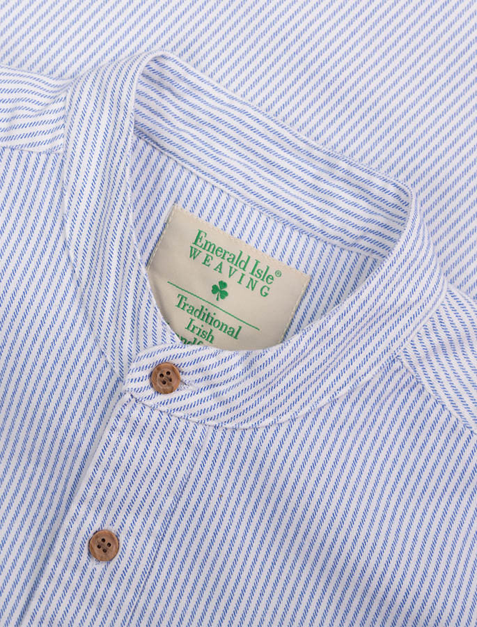 Heavyweight Grandfather Shirt - Blue Pin Stripe