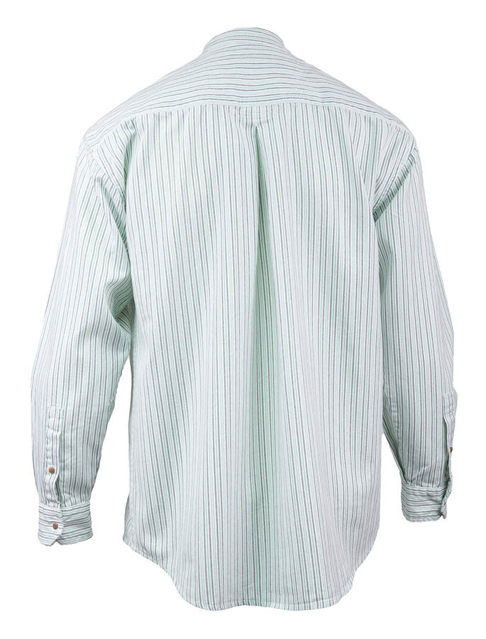Grandfather Shirt - Blue & Green Pin Stripe