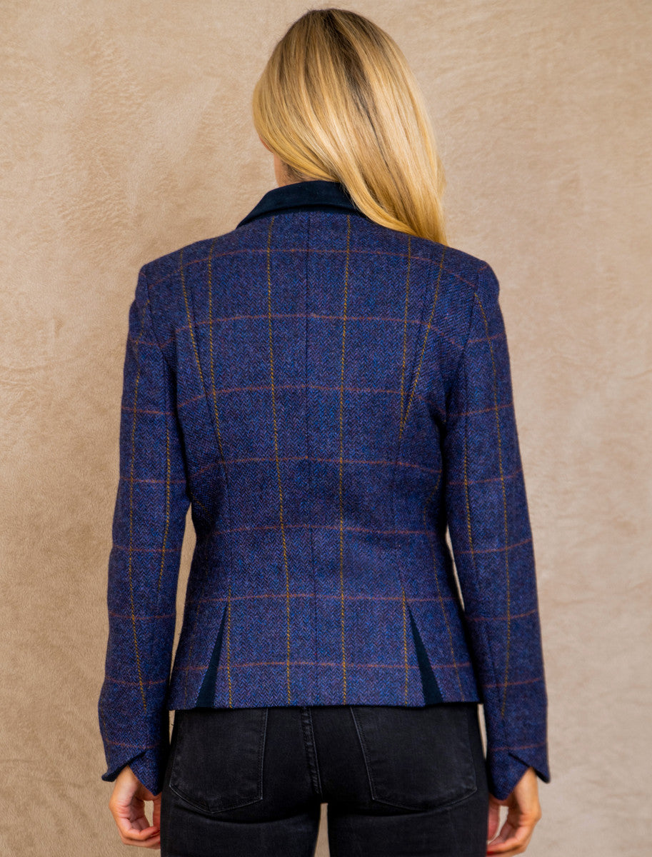 Sasha Tweed Blazer – Prussian Purple Check