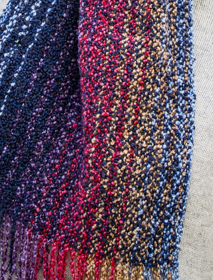 Wool Cashmere Skellig Scarf - Multi Blue & Purple
