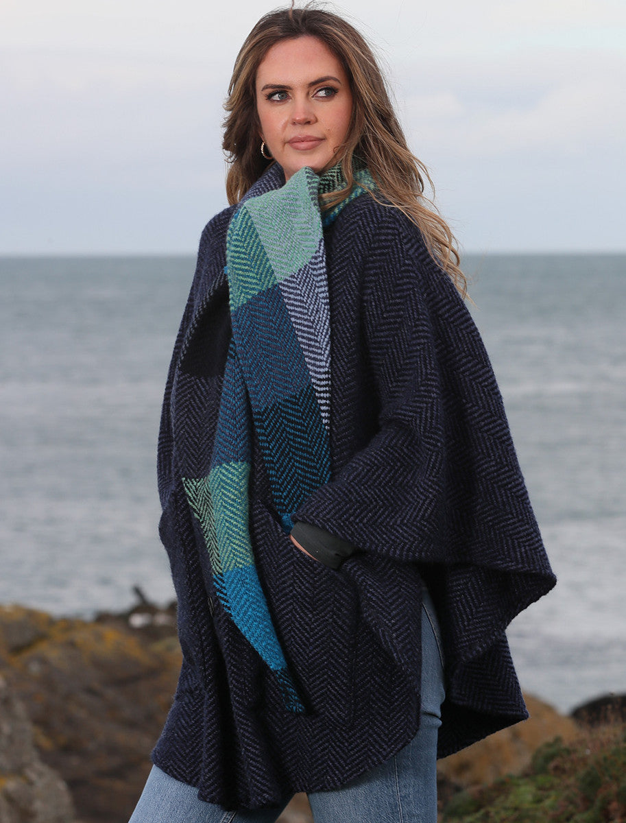 Tina Hooded Swing Cape - Killybegs Indigo