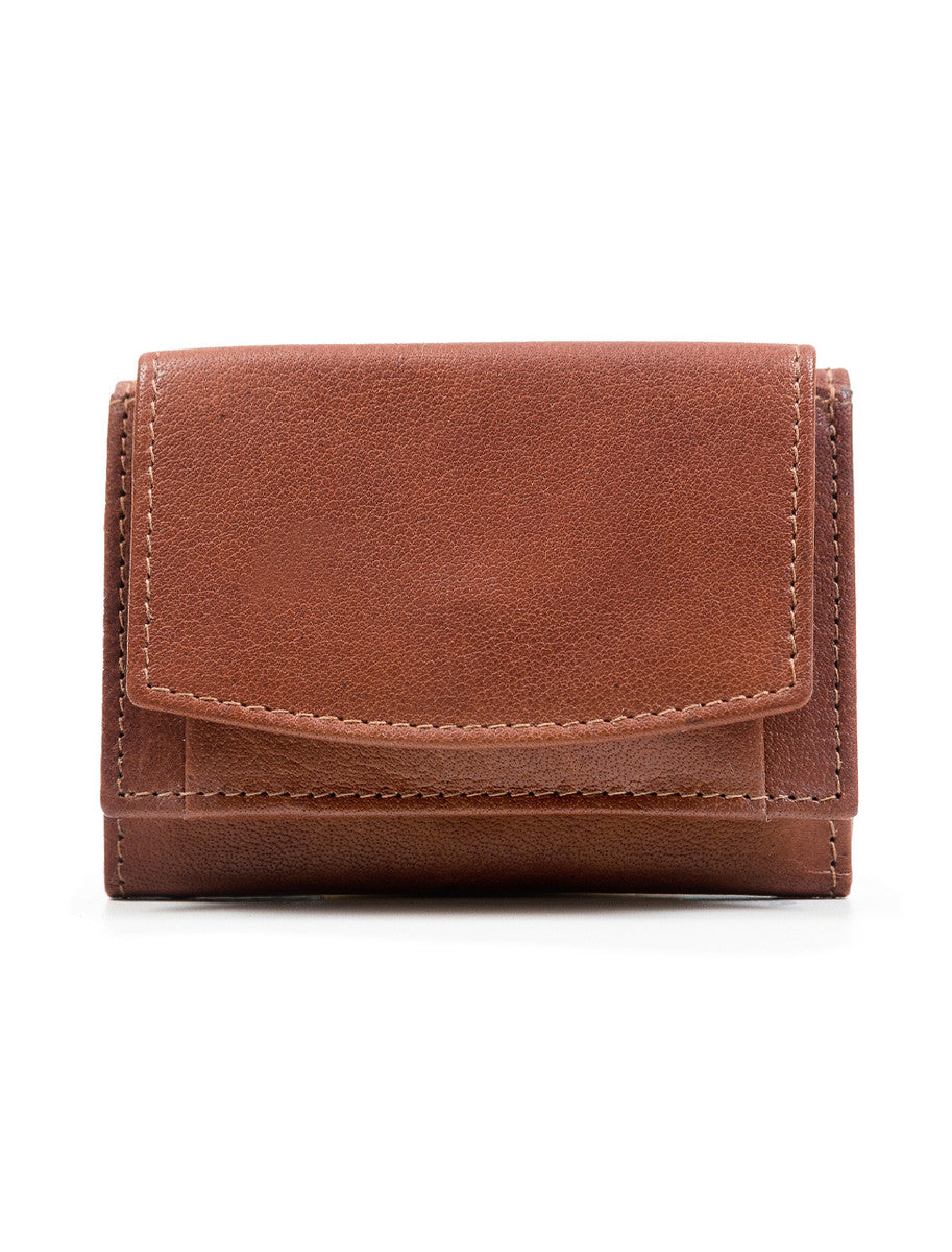 Irish Leather Trifold Purse With Coin Pouch - Tan