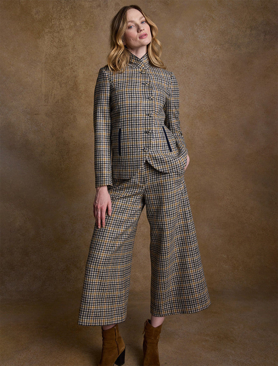 Enya Tweed Culottes - Saffron Cobalt Blue