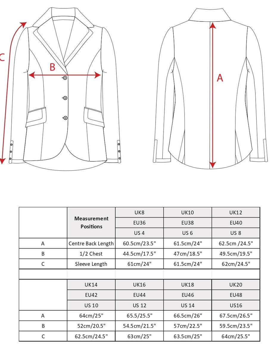 Tara Tweed Hacking Jacket - Hacking Check size guide