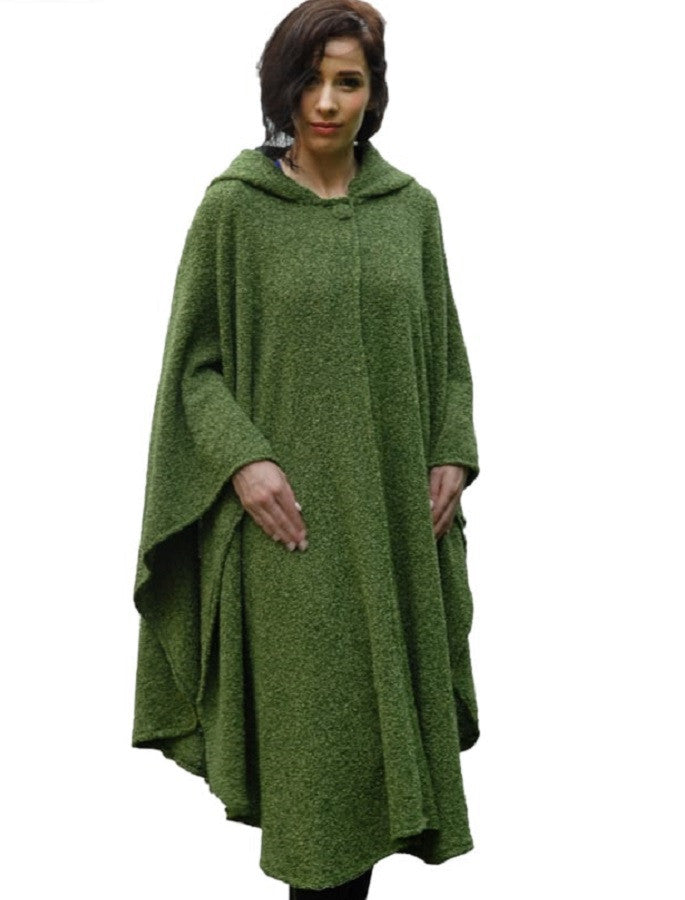 Tara Cashmere Blend Hooded Cape - Acer Green