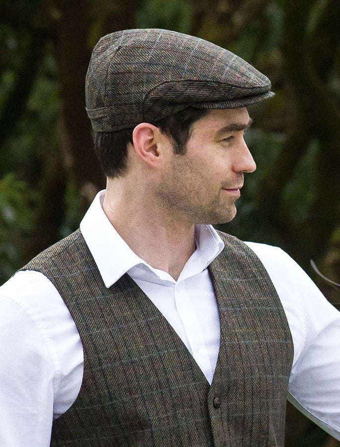 Trinity Tartan Flat Cap - Brown Check Pattern