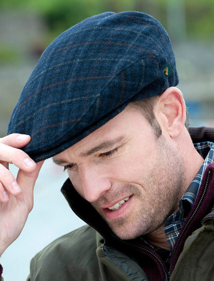 Trinity Tartan Flat Cap - Navy