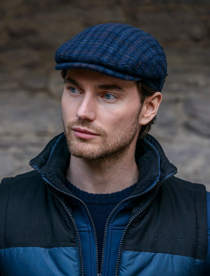 Trinity Tartan Flat Cap - Navy