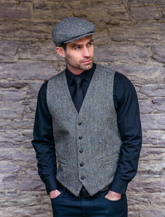 Irish Tweed Herringbone Waistcoat - Grey