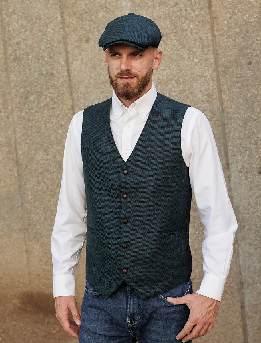 Donegal Tweed Waistcoat - Black Twill Label