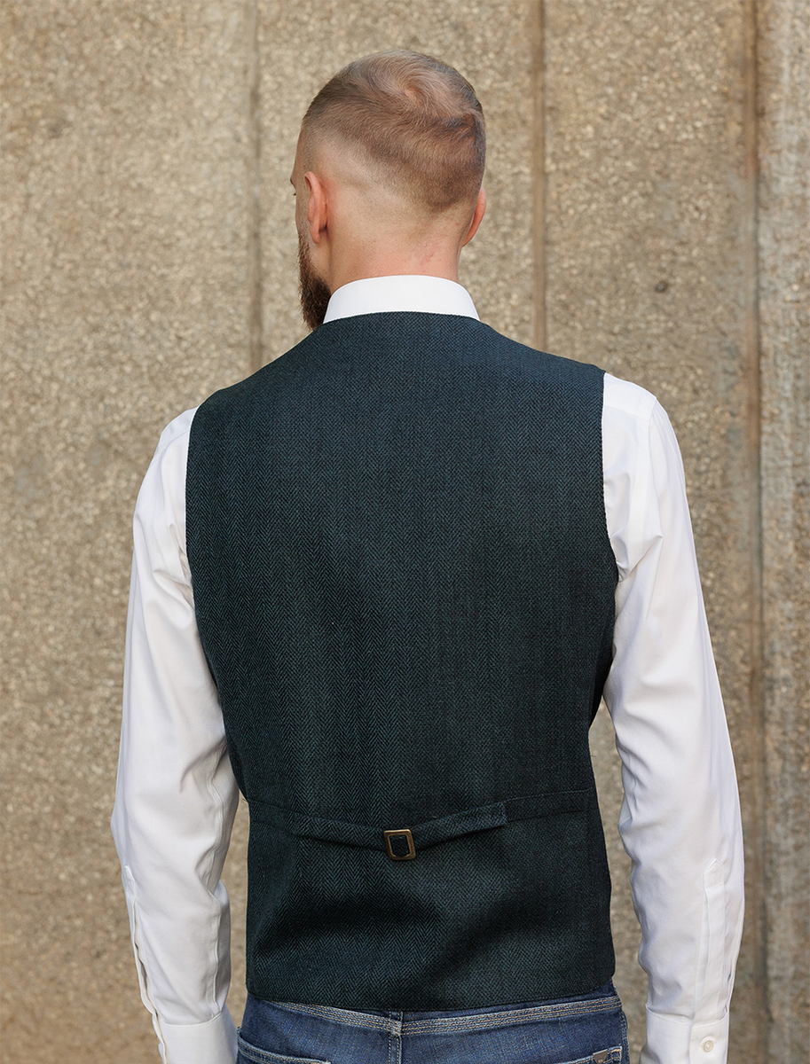 Donegal Tweed Waistcoat - Black Twill Label