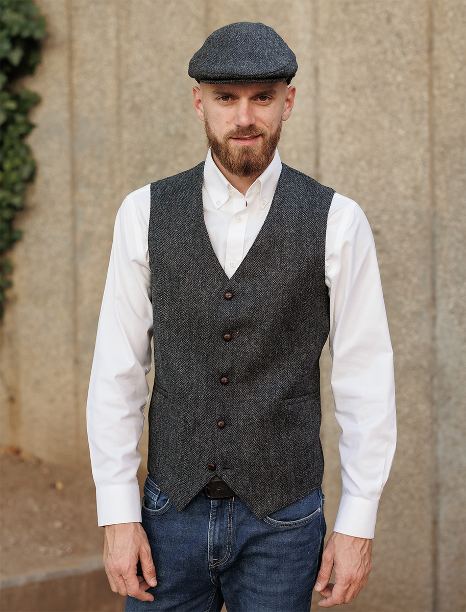 Donegal Tweed Waistcoat - Charcoal Fleck