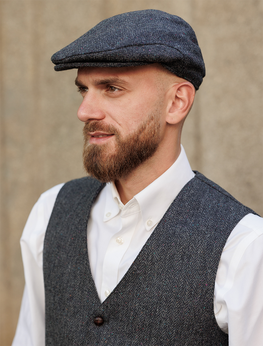 Donegal Tweed Waistcoat - Navy Fleck