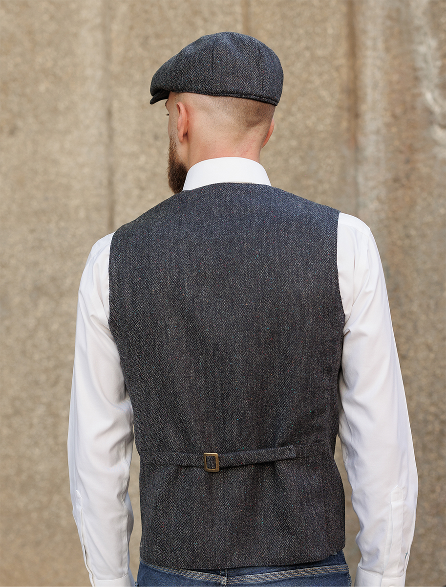 Donegal Tweed Waistcoat - Navy Fleck
