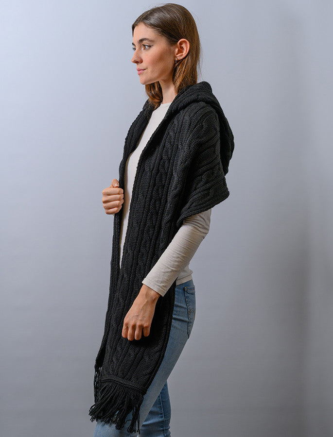 Hooded Scarf Shawl - Black