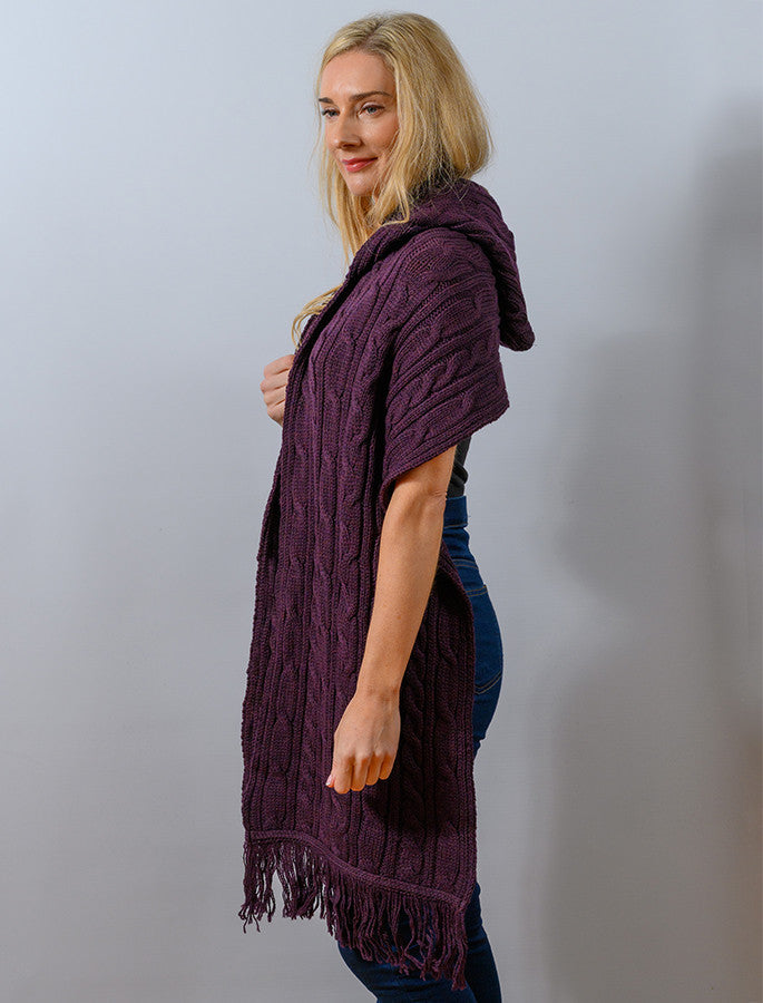 Hooded Scarf Shawl - Damson