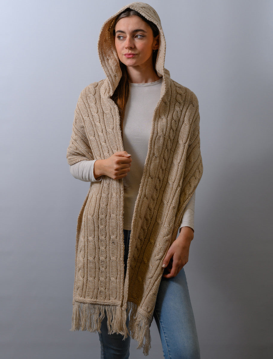 Hooded Scarf Shawl - Parsnip