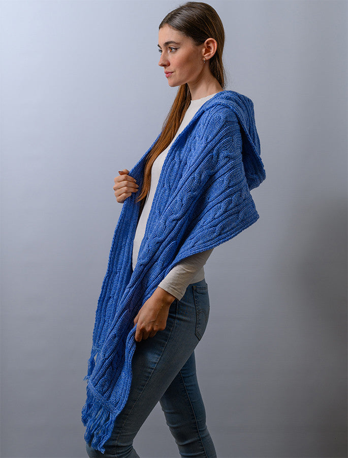 Hooded Scarf Shawl - Wedgewood Blue