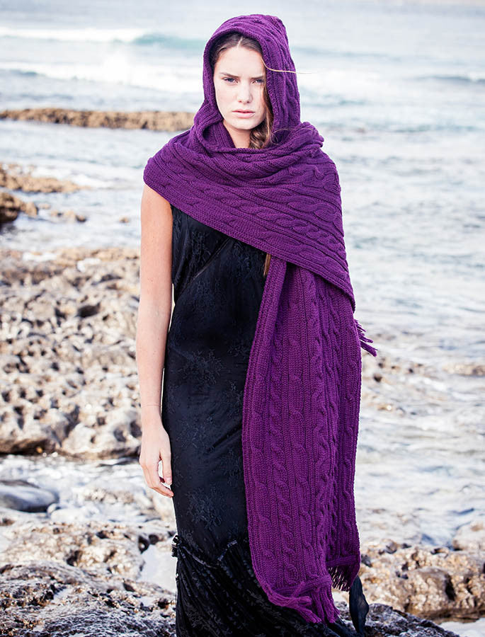 Hooded Scarf Shawl - Purple