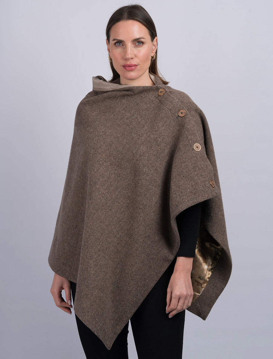 Women's Fawn Tweed Wool Poncho Dubarry Of Ireland – Weavers of